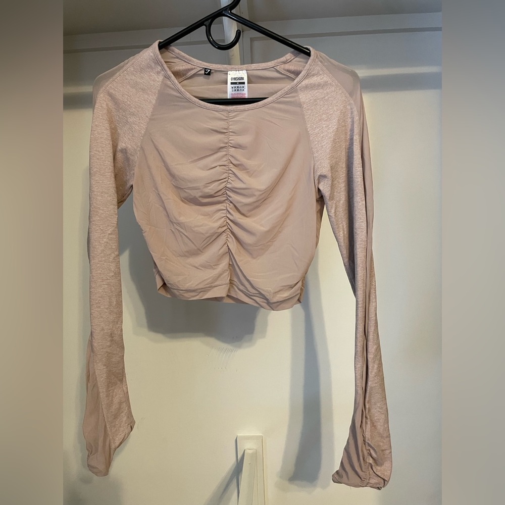 GYMSHARK Ruched Sheer Long Sleeve Crop M